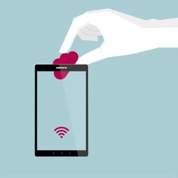 Cloud computing concept design, isolated on blue background. イラスト素材