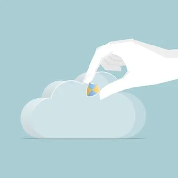 Cloud computing concept design. Isolated on blue background. Stock Illustration