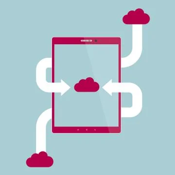 Cloud computing concept design, isolated on blue background. 스톡 일러스트
