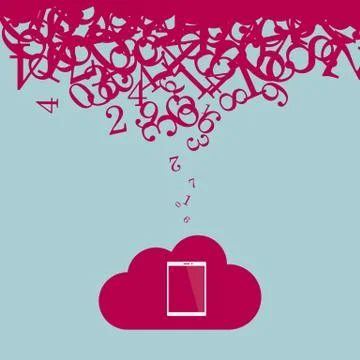 Cloud computing concept design, isolated on blue background. Stockillustratie