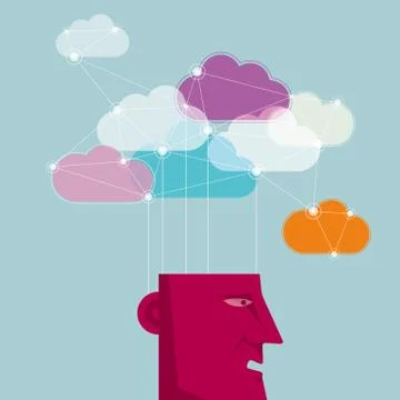 Cloud computing concept design, isolated on blue background. イラスト素材