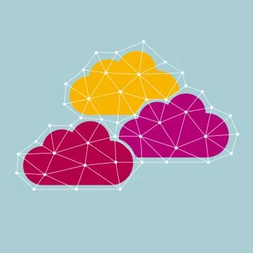 Cloud computing concept design. Isolated on blue background. イラスト素材