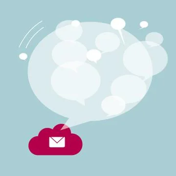 Cloud computing concept design. Isolated on blue background. Illustrazione stock