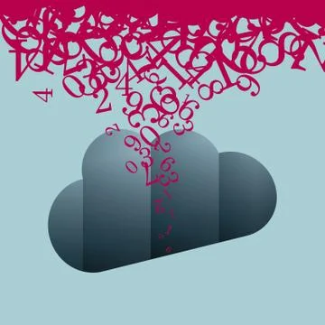 Cloud computing concept design. Isolated on blue background. Ilustração Stock