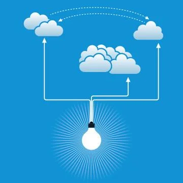 Cloud computing concept design.background is blue. Stock Illustration