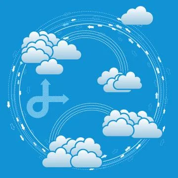 Cloud computing concept design.background is blue. Stock Illustration