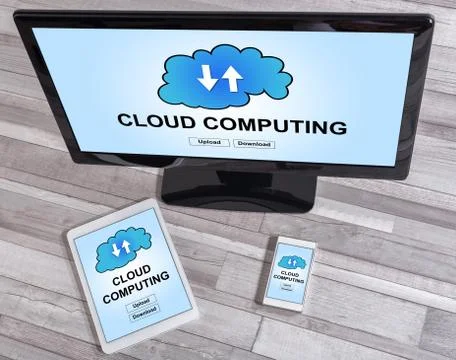 Cloud computing concept on different devices Foto stock