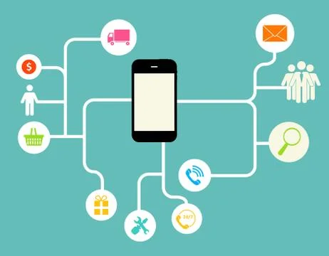 Cloud Computing Concept on Different Electronic Devices. Vector Stockillustratie