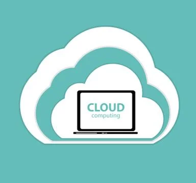 Cloud Computing Concept on Different Electronic Devices. Vector Stock Illustration