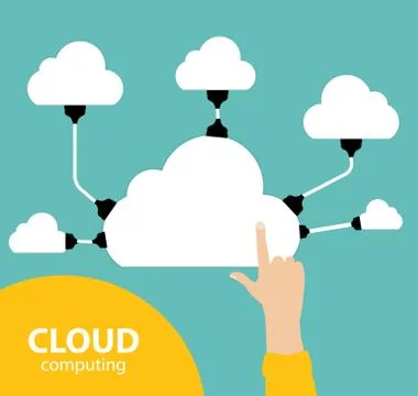 Cloud Computing Concept on Different Electronic Devices. Vector Stockillustratie