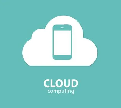 Cloud Computing Concept on Different Electronic Devices. Vector Stock Illustration