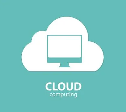 Cloud Computing Concept on Different Electronic Devices. Vector Illustrazione stock