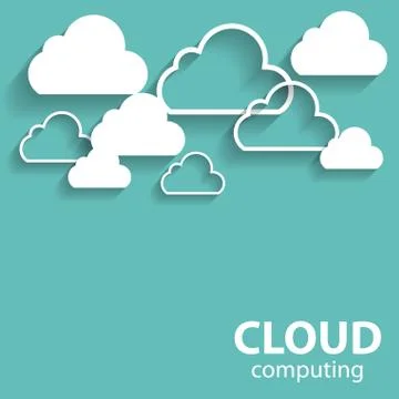 Cloud Computing Concept on Different Electronic Devices. Vector Stock Illustration