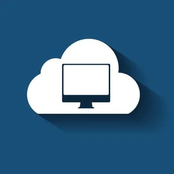 Cloud Computing Concept on Different Electronic Devices. Vector Illustrazione stock