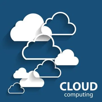 Cloud Computing Concept on Different Electronic Devices. Vector Stock Illustration