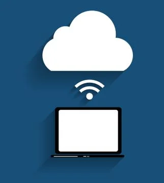 Cloud Computing Concept on Different Electronic Devices. Vector Stock Illustration