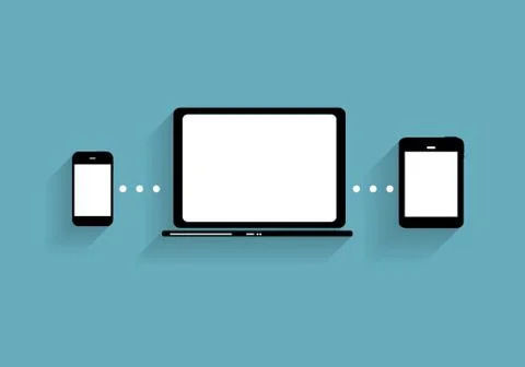 Cloud Computing Concept on Different Electronic Devices. Vector Stock Illustration