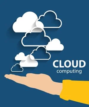 Cloud Computing Concept on Different Electronic Devices. Vector Stock Illustration