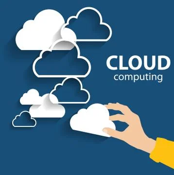 Cloud Computing Concept on Different Electronic Devices. Vector Stockillustratie