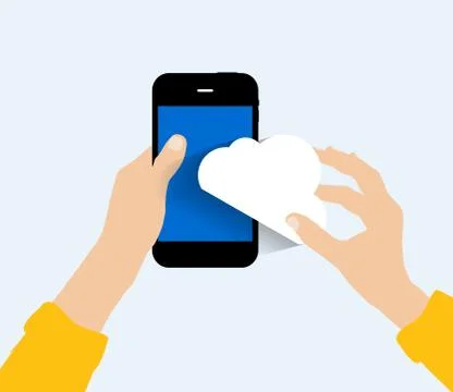 Cloud Computing Concept on Different Electronic Devices. Vector Stock Illustration