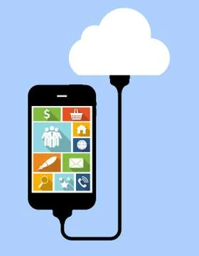 Cloud Computing Concept on Different Electronic Devices. Vector Stockillustratie