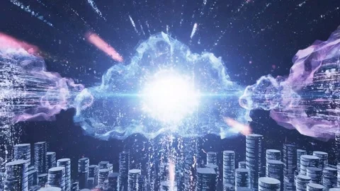 Cloud Computing Concept with Digital Data Flowing into Clouds 4K Stock Footage 329364047