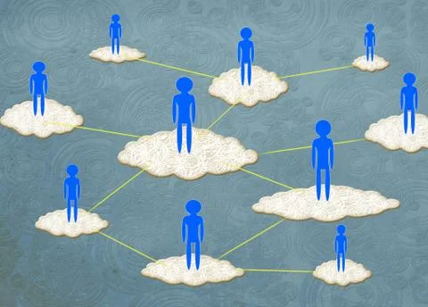 Cloud computing concept digital illustration Stock Illustration