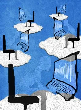Cloud computing concept digital illustration Stock Illustration