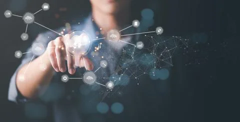 Cloud computing concept, digital network data connection technology, modern.. Stock Photos