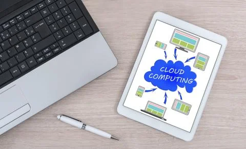 Cloud computing concept on a digital tablet Foto stock