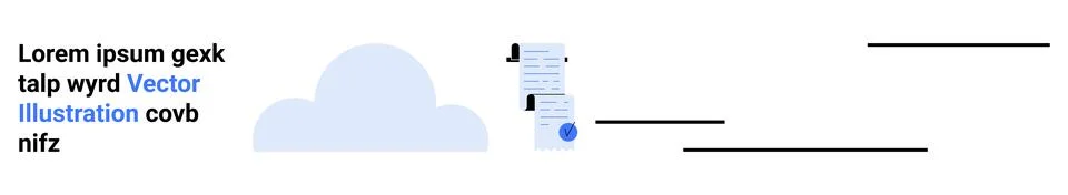 Cloud Computing Concept with Documents and Text Elements in Blue and Black Stock Illustration