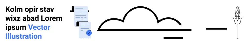 Cloud Computing Concept with Documents, Cloud, and Corn Symbol Elements Illustrazione stock