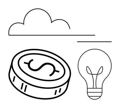 Cloud Computing Concept with Dollar Coin and Light Bulb Representing Innova.. 스톡 일러스트