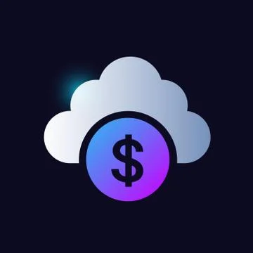 Cloud computing concept dollar symbol glowing neon icon banking icons for ui  Stock Illustration