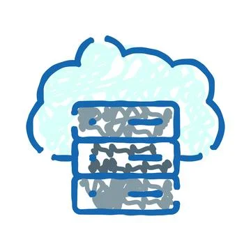 Cloud computing concept doodle with server racks 스톡 일러스트