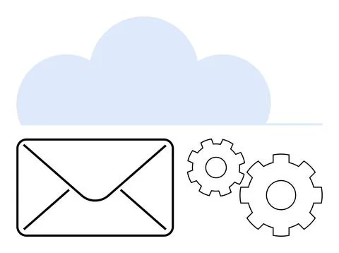 Cloud Computing Concept with Envelope and Gears for Communication and Data .. Stock Illustration