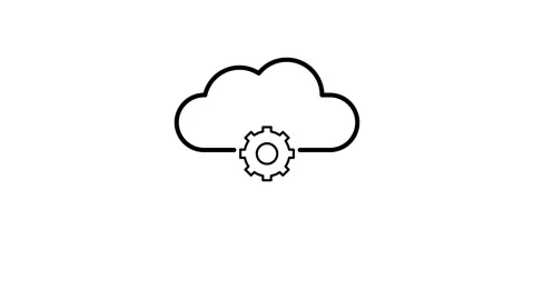 Cloud computing concept featuring gears and a cloud, symbolizing technology.. Vídeo Stock 333663162