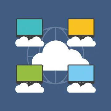Cloud computing concept. Flat design. Isolated on color background Stock Illustration
