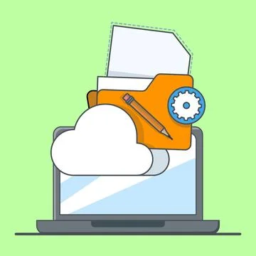 Cloud computing concept. Flat vector icon of vector cloud service. Stock Illustration