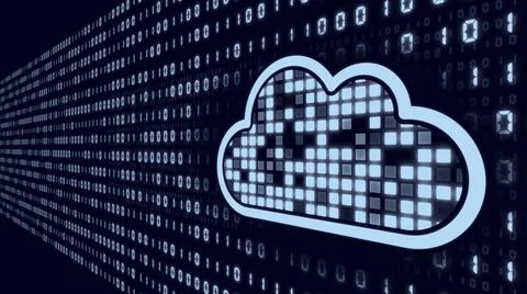 Cloud computing concept (futuristic cloud and binary code background) Stock Illustration