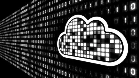 Cloud computing concept (futuristic cloud and binary code background) イラスト素材