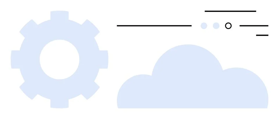 Cloud Computing Concept with Gear and Data Flow Lines Representing Digital .. Stock Illustration