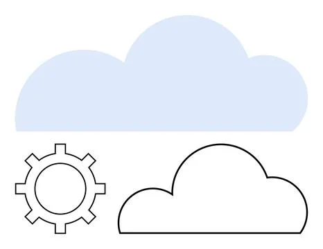 Cloud computing concept with gear and cloud outlines suggesting technologic.. Stock Illustration