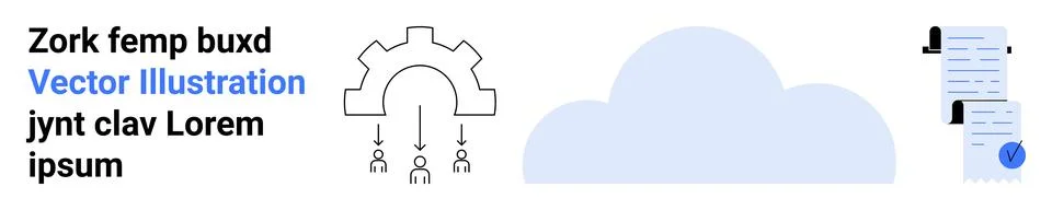 Cloud Computing Concept with Gear, Cloud, and Documents Stockillustratie