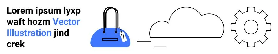 Cloud Computing Concept with Gear, Cloud Icon, Blue Bag, and Placeholder Text 스톡 일러스트