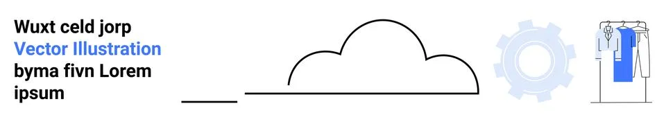 Cloud Computing Concept with Gear Symbol, Server Rack, and Network Icon 스톡 일러스트