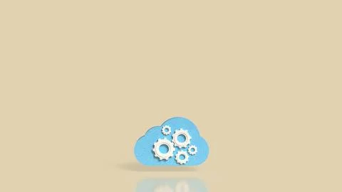 Cloud Computing Concept with Gears and Technology Automation 3d render Stock Illustration
