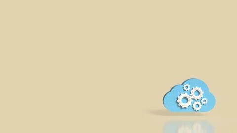 Cloud Computing Concept with Gears and Technology Automation 3d render Stock Illustration