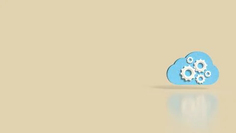 Cloud Computing Concept with Gears and Technology Automation 3d render Stock Illustration