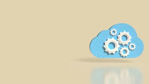 Cloud Computing Concept with Gears and Technology Automation 3d render Illustrazione stock